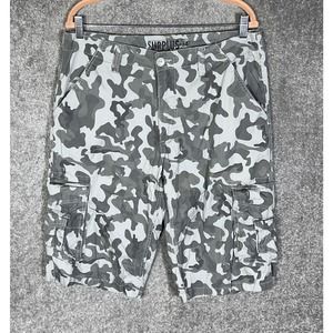 Fame Jeans Surplus Gray Camouflage Cargo‎ Shorts Mens Size 34 Pockets Cotton